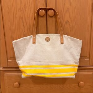 Tory Burch Canvas Tote with leather straps